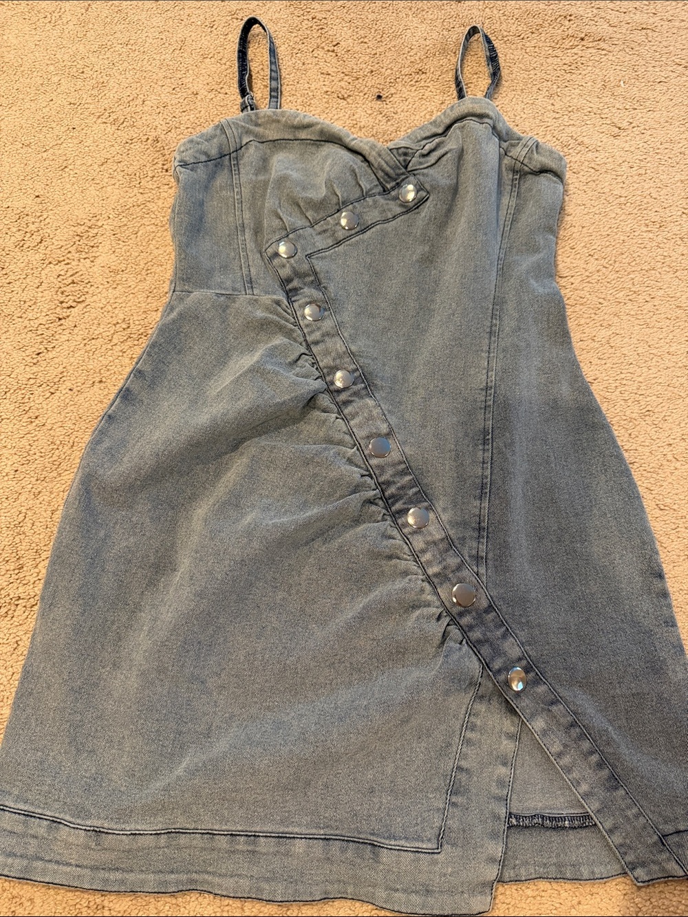 L’ATISTE by Amy Denim Button-Front  Dress in Faded Blue Sz small